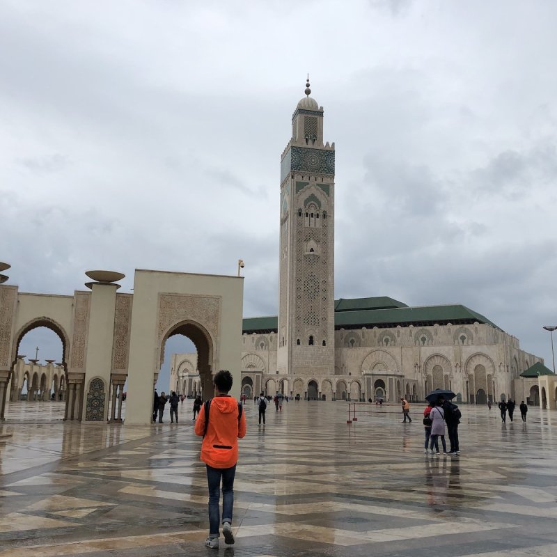 Outside of Mosque of Hassan II.