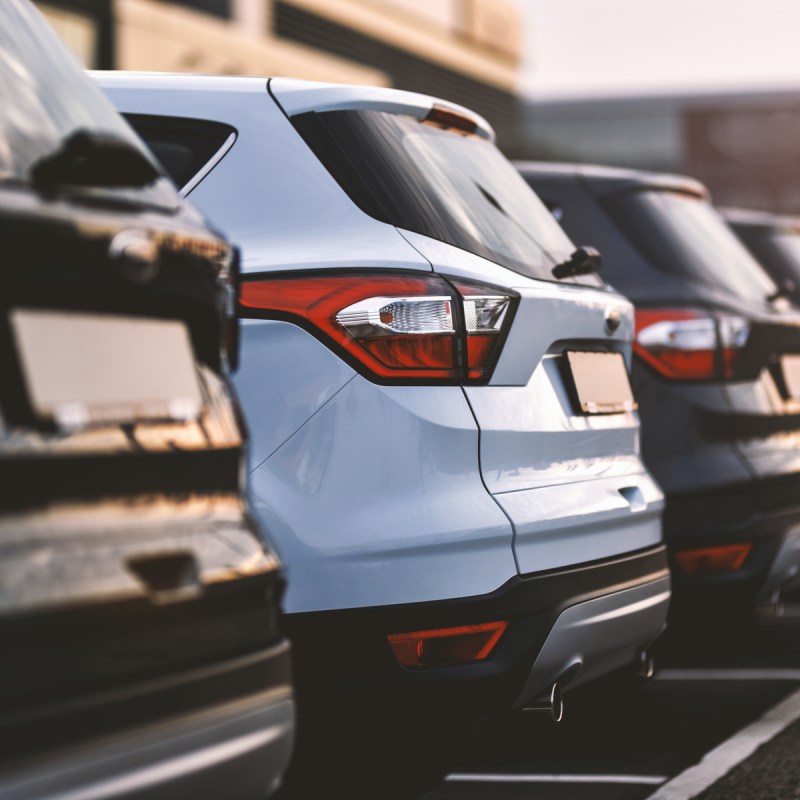 Parked rental cars.