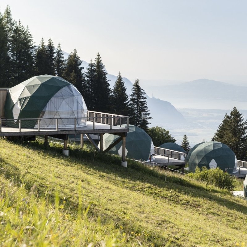 Pods at Whitepod in Valais, Switzerland.