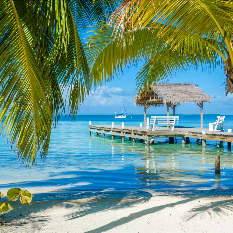 Relaxing doc and ocean view in Belize.