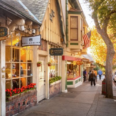 Restaurants in downtown Carmel-By-The-Sea, California.