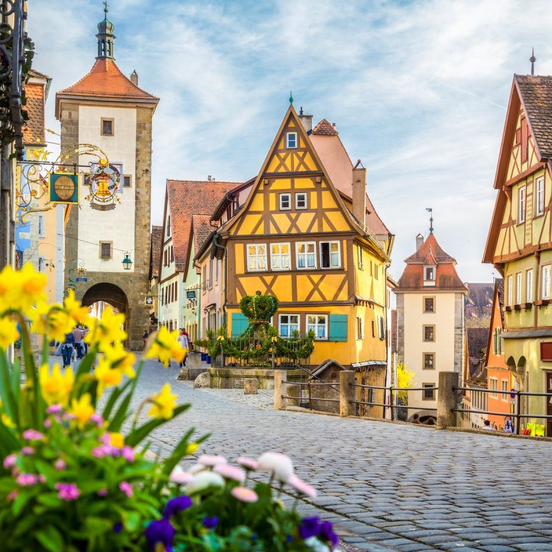 Rothenburg ob der Tauber, a medieval town in Bavaria, Germany.