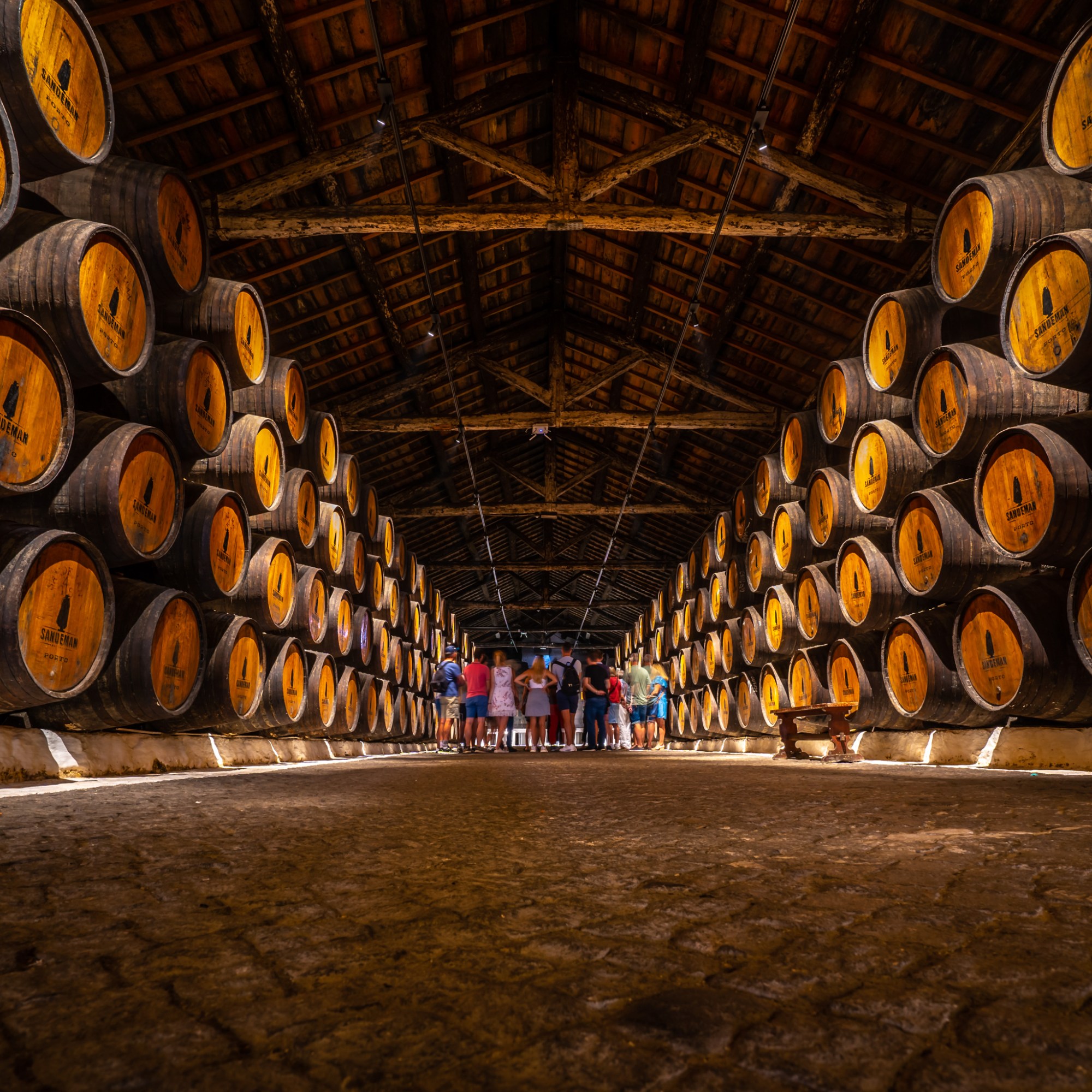 Sandeman wine cellars in Porto, Portugal.