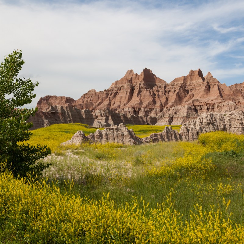 Scenic views of Badlands National Park in South Dakota.