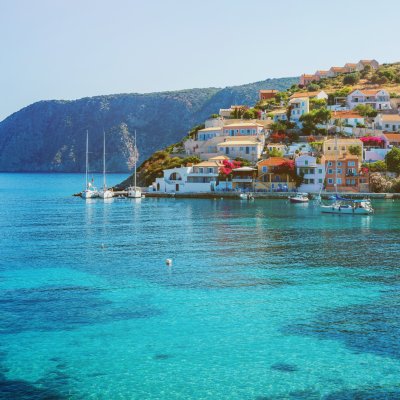 Seaside views of Lefkada, Greece.