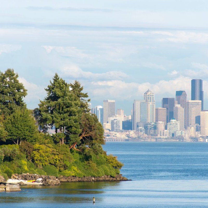 Seattle's skyline and Bainbridge Island.