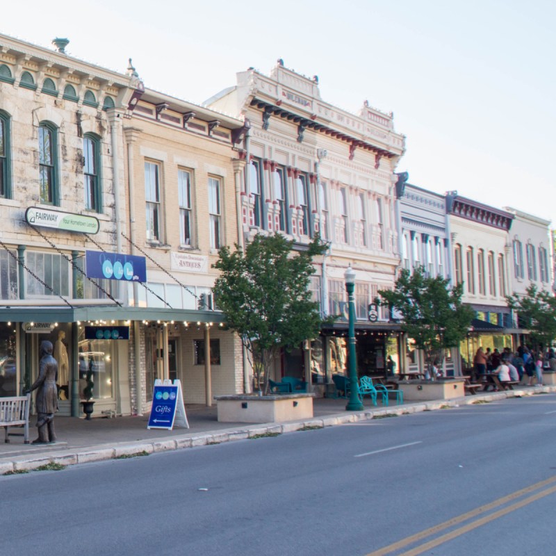 Shops in downtown Georgetown, Texas.