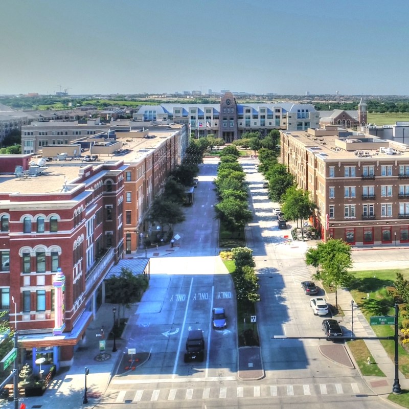 An aerial view of Frisco, TX.