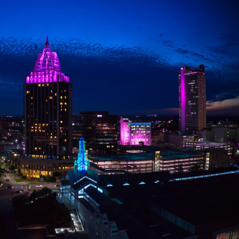 Skyline of Mobile, Alabama.