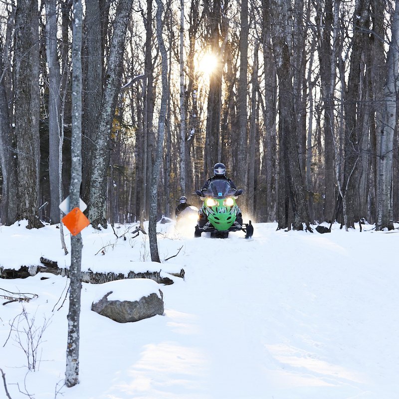 Snowmobiling at Potawatomi Park in Wisconsin.