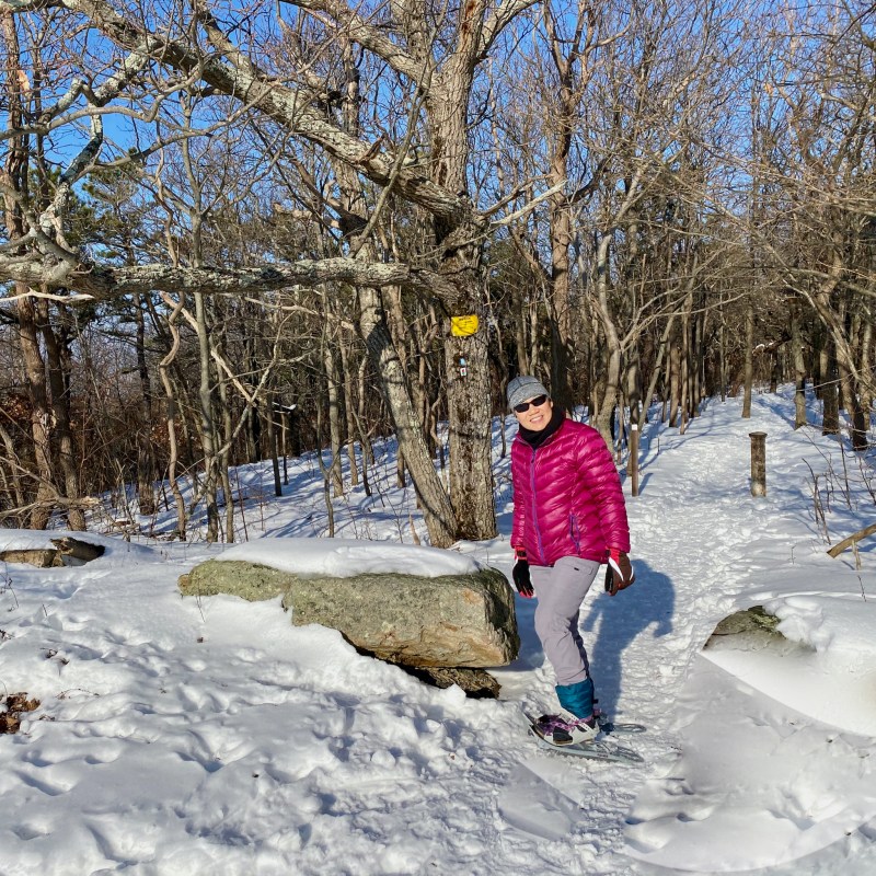 Snowshoeing in Stokes Forest, New Jersey.