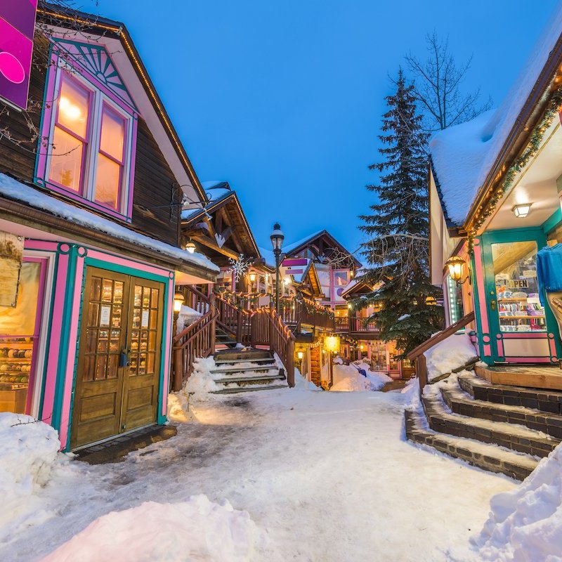 Snowy streets in Breckenridge, Colorado.