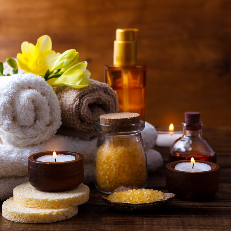 Spa items at a wellness retreat.