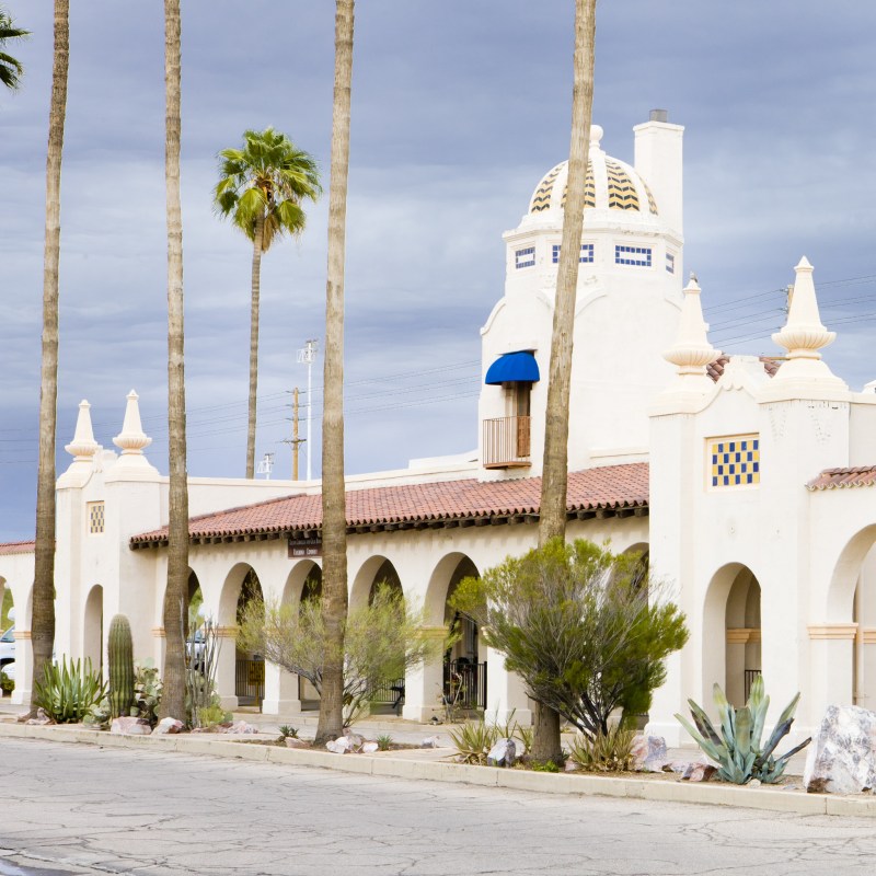 Spanish architecture in downtown Ajo, Arizona.