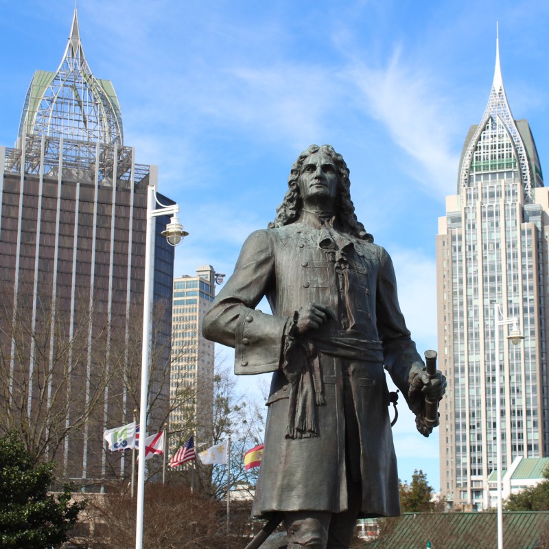 Statue of Pierre Le Moyne d’Iberville in Mobile, Alabama.