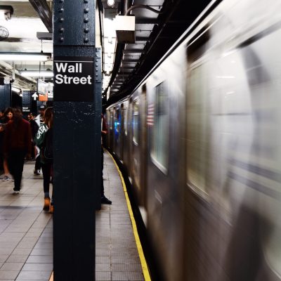 subway with Wall Street sign