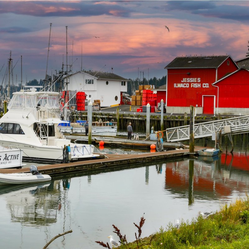 Sunset in Ilwaco, Washington.