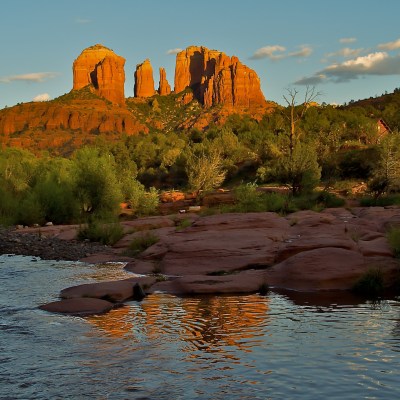 Sunset over Cathedral Rock in Sedona, Arizona.