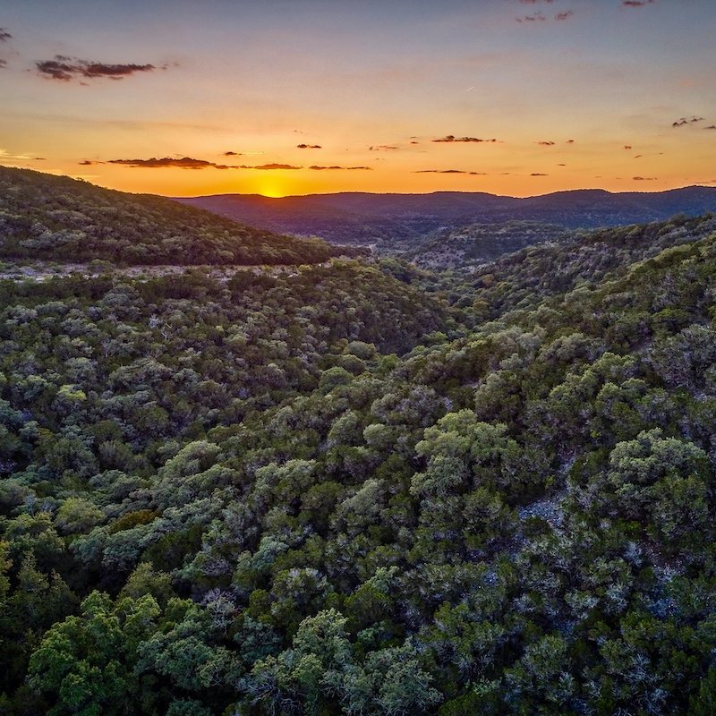 Sunset over Texas Hill Country.