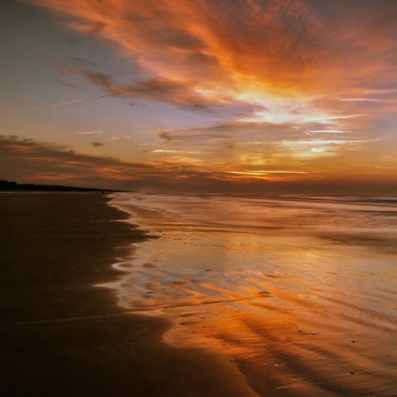 Sunset over the beach in Kiawah Island, South Carolina.