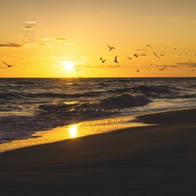 Sunset over the beach in Kill Devil Hills, North Carolina.