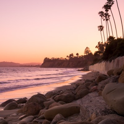 Sunset over the beach in Santa Monica, California.