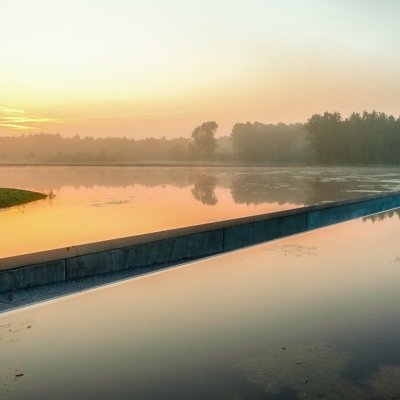 Sunset over the bike path in Belgium.