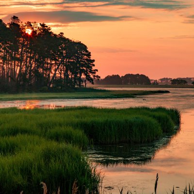 Sunset over the Chincoteague National Wildlife Refuge.