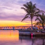 Sunset over the harbor in Stuart, Florida.