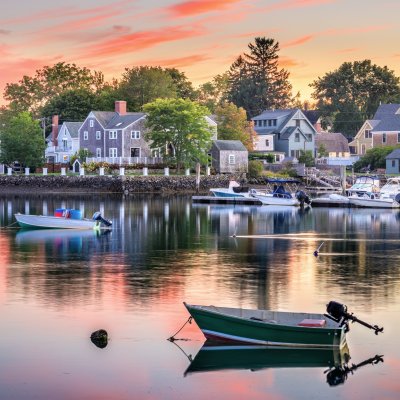 Sunset over the quaint town of Portsmouth, New Hampshire.