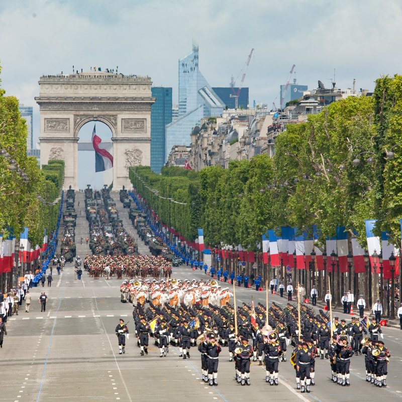 The annual military parade in Paris, France, for Bastille Day.