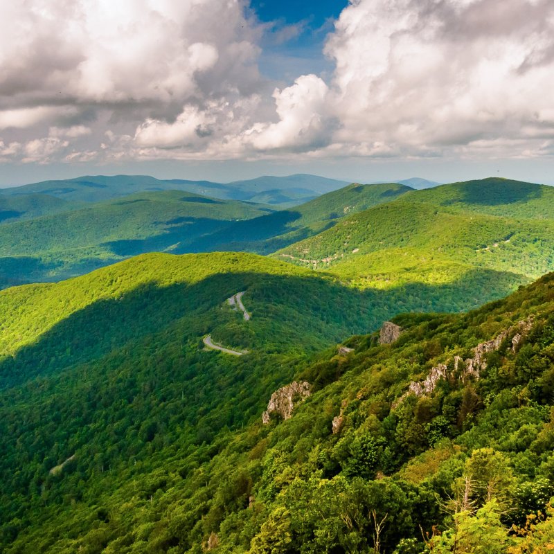 The Blue Ridge Mountains in Shenandoah National Park.