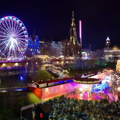 The Christmas Market in Edinburgh, Scotland.