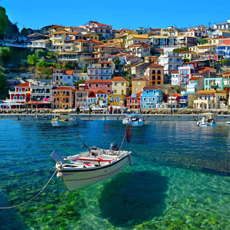 The coast of Corfu in the Diapontia Islands in Greece.