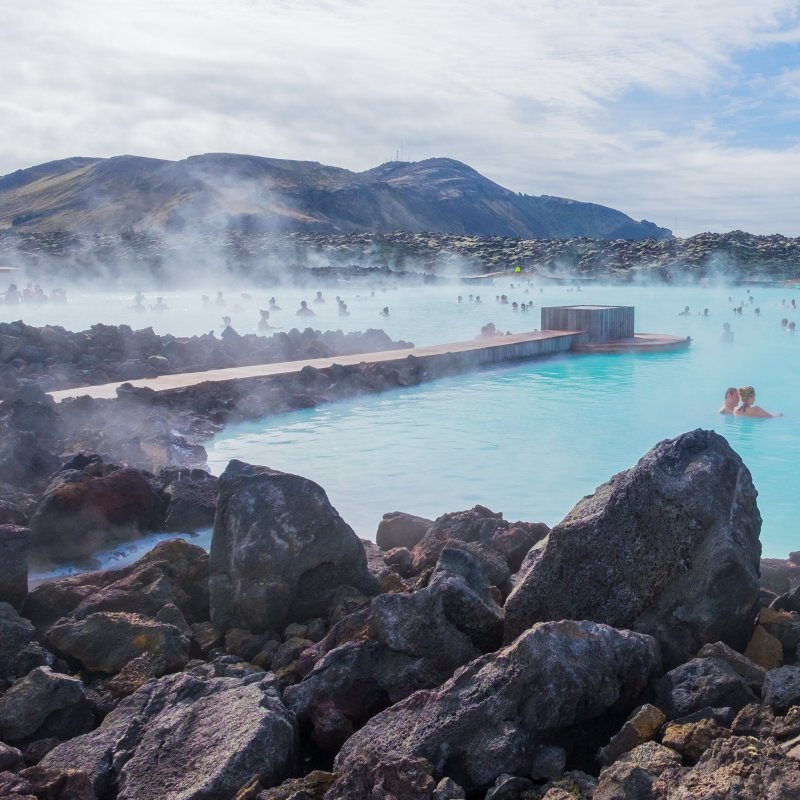 The geothermal hot springs of the Blue Lagoon in Iceland.