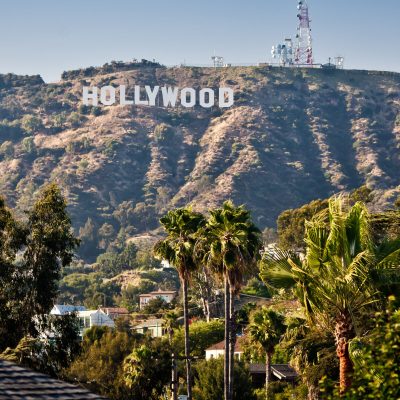 The Hollywood Sign in California.
