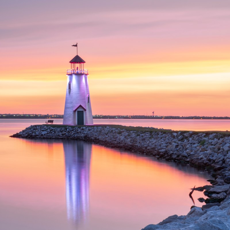 The Lake Hefner Lighthouse in Oklahoma.