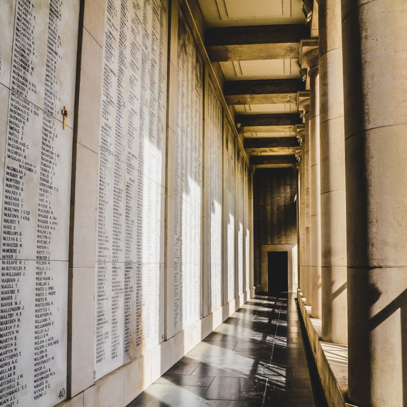 The memorial wall at the Menin Gate in Belgium.