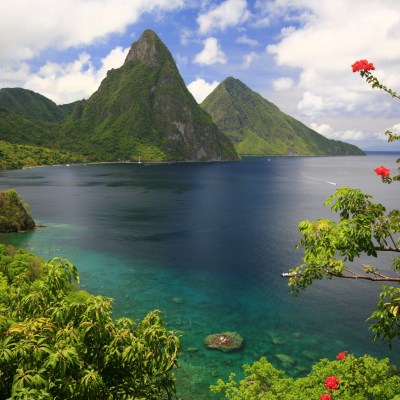 The Pitons in beautiful Saint Lucia.