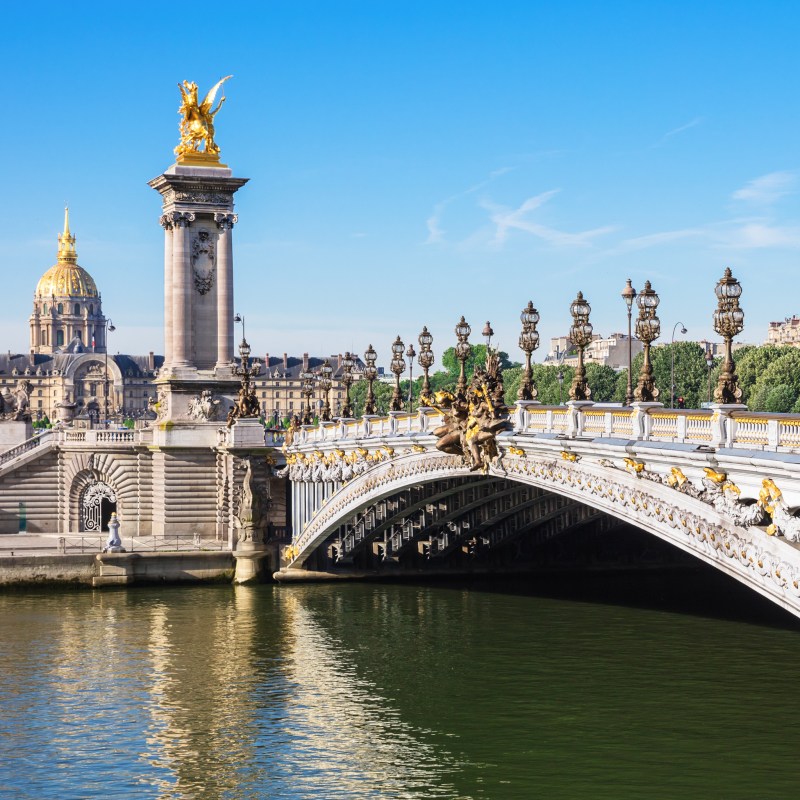The Pont Alexandre III bridge in Paris, France.