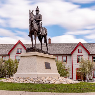 The reconstructed Fort Calgary in Canada.
