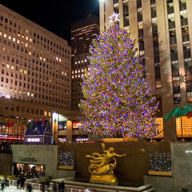 The Rockefeller Christmas tree in New York City.