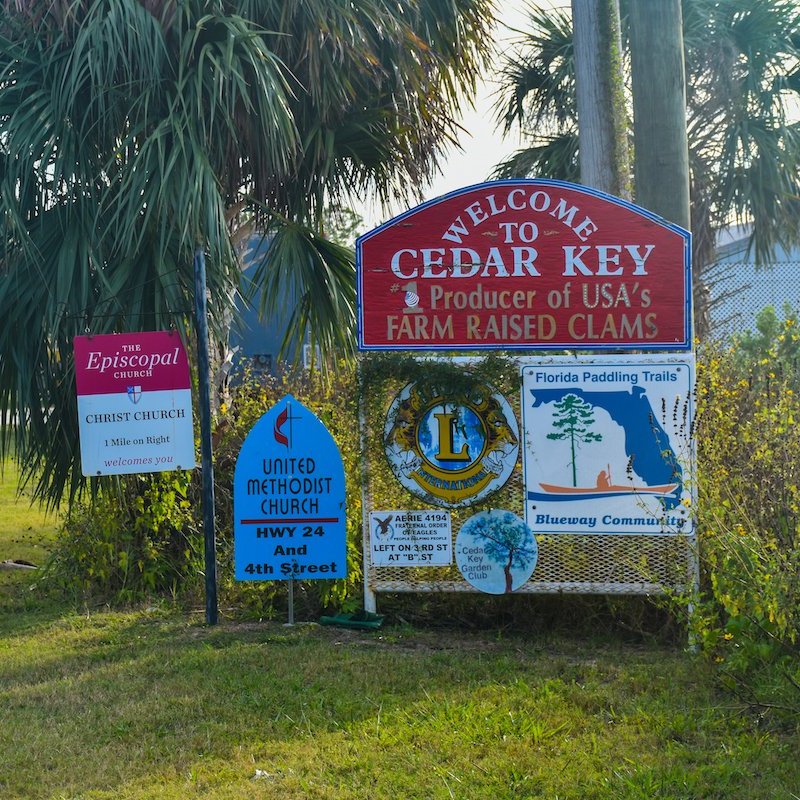 The sign for Cedar Key.