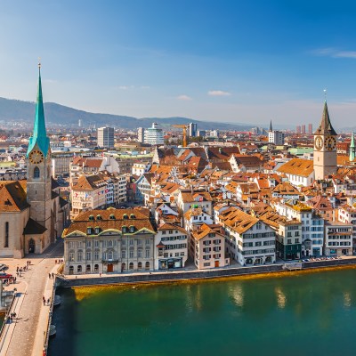 The skyline of beautiful Zurich, Switzerland.