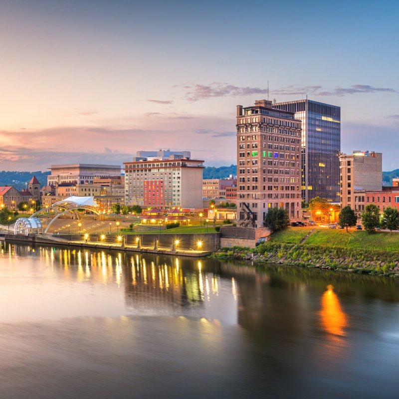 The skyline of Charleston, West Virginia.