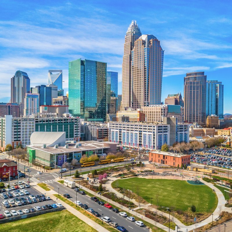 The skyline of Charlotte, North Carolina.