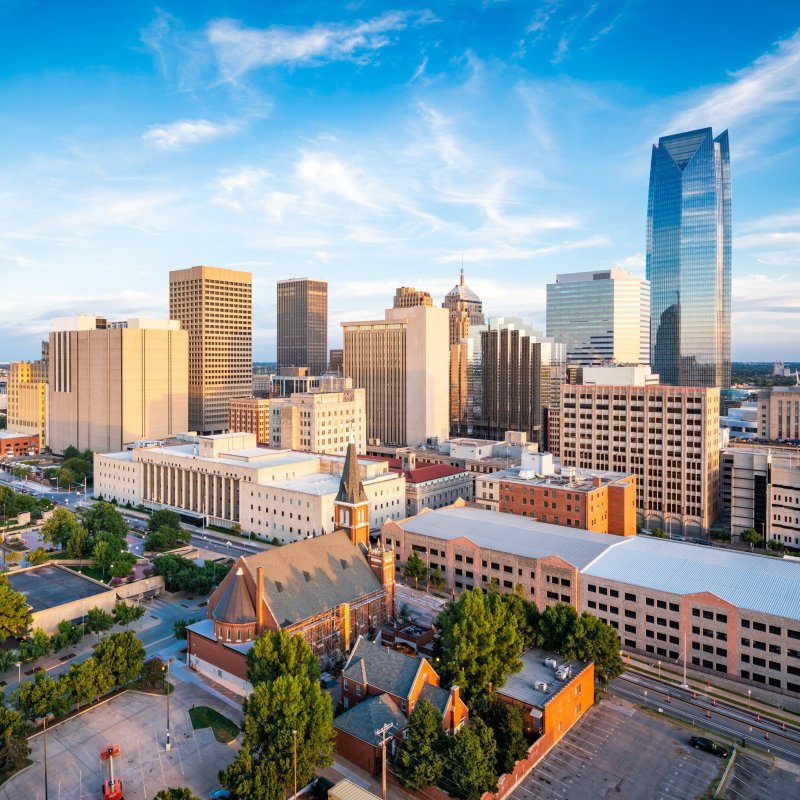 The skyline of Oklahoma City, Oklahoma.