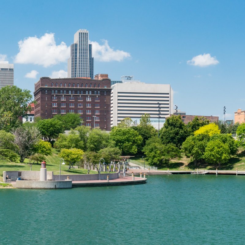 The skyline of Omaha, Nebraska.