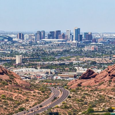 The skyline of Phoenix, Arizona.