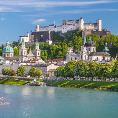 The skyline of Salzburg, Austria.